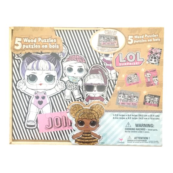 L.O.L. Surprise 5 Wood Puzzles Storage Tray  LOL NIB - Picture 1 of 2
